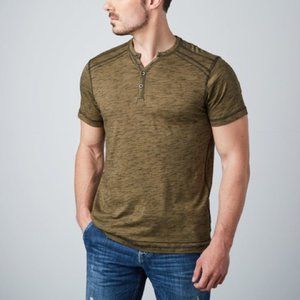PROJEK RAW SHORT SLEEVE SPACE DYE HENLEY // KHAKI